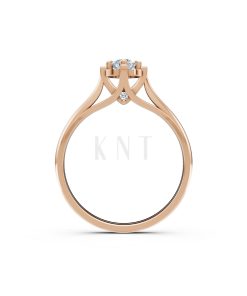 Nhẫn đính hôn R470 màu vàng hồng Rose Gold vàng đẹp, họa tiết hình học, độc đáo
