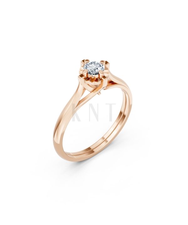 Nhẫn đính hôn R470 màu vàng hồng Rose Gold họa tiết ấn tượng, cá tính