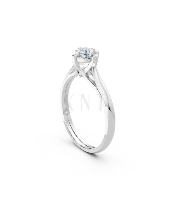 Nhẫn đính hôn R470 màu vàng trắng White Gold vàng sáng bóng, thiết kế trẻ trung