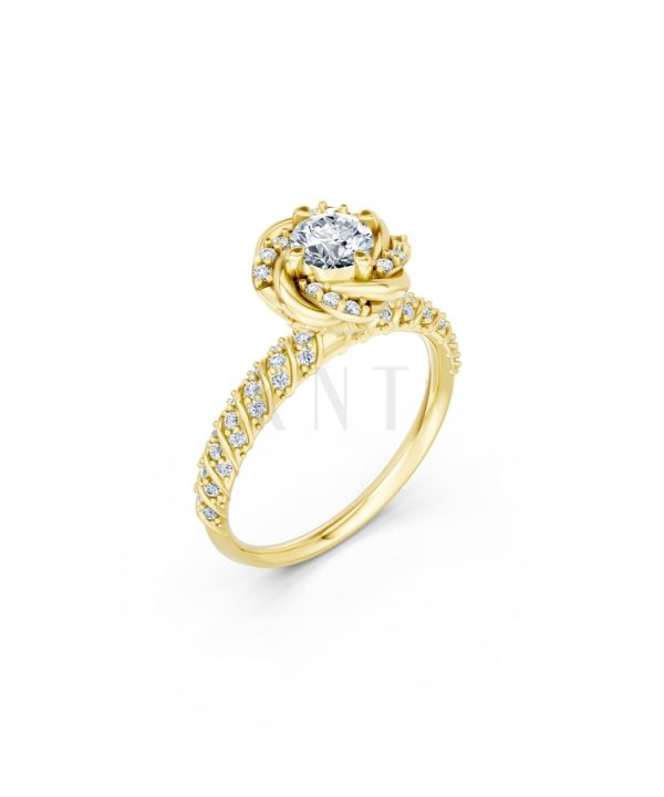 Nhẫn đính hôn R472 màu Vàng Gold thiết kế tinh tế, sang trọng