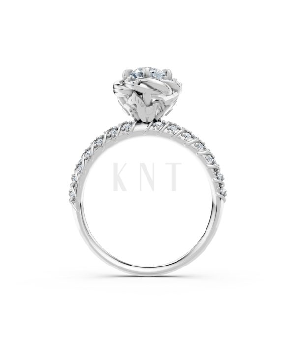 Nhẫn đính hôn R472 màu vàng trắng White Gold vàng sáng bóng, thiết kế trẻ trung