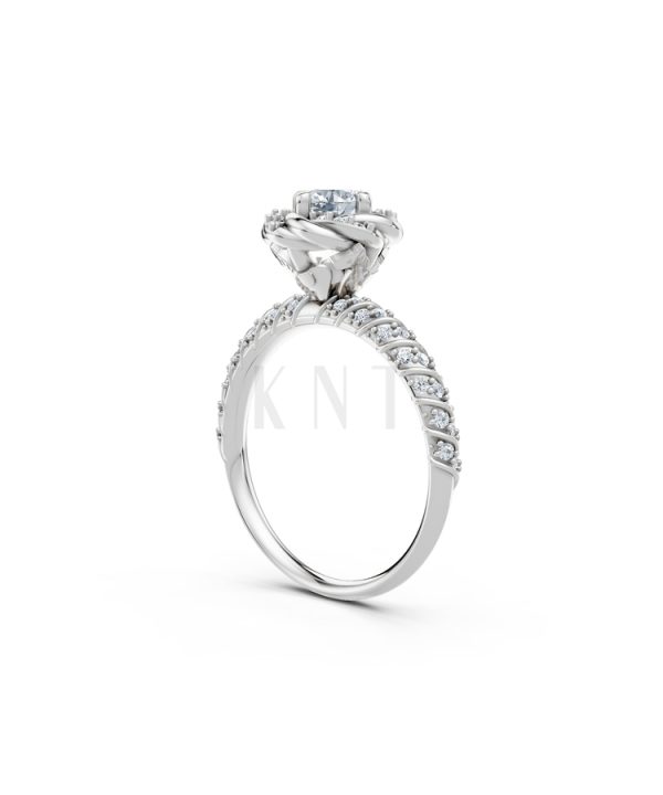 Nhẫn đính hôn R472 màu vàng trắng White Gold vàng sáng, đường nét sắc sảo, tinh tế