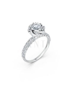 Nhẫn đính hôn R472 màu vàng trắng White Gold kiểu dáng hiện đại, nổi bật