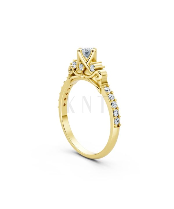 Nhẫn đính hôn R473 màu Vàng Gold vàng 10K/14K/18K/607 cao cấp, thanh lịch