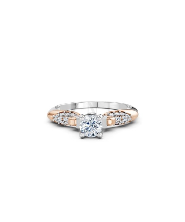 Nhẫn đính hôn R474 phối màu Dual Color thiết kế đối xứng, phong cách, ấn tượng