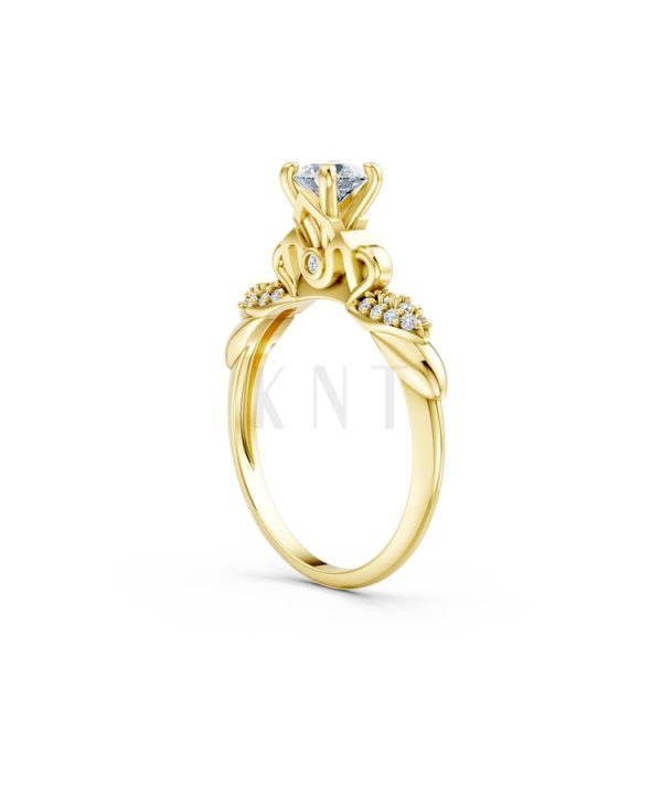 Nhẫn đính hôn R474 màu Vàng Gold thiết kế phá cách, sang trọng