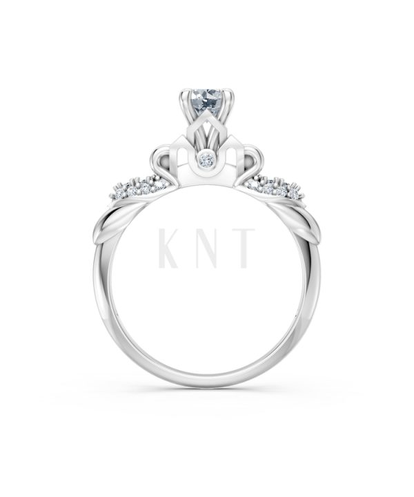 Nhẫn đính hôn R474 màu vàng trắng White Gold vàng sáng, đường nét sắc sảo, tinh tế