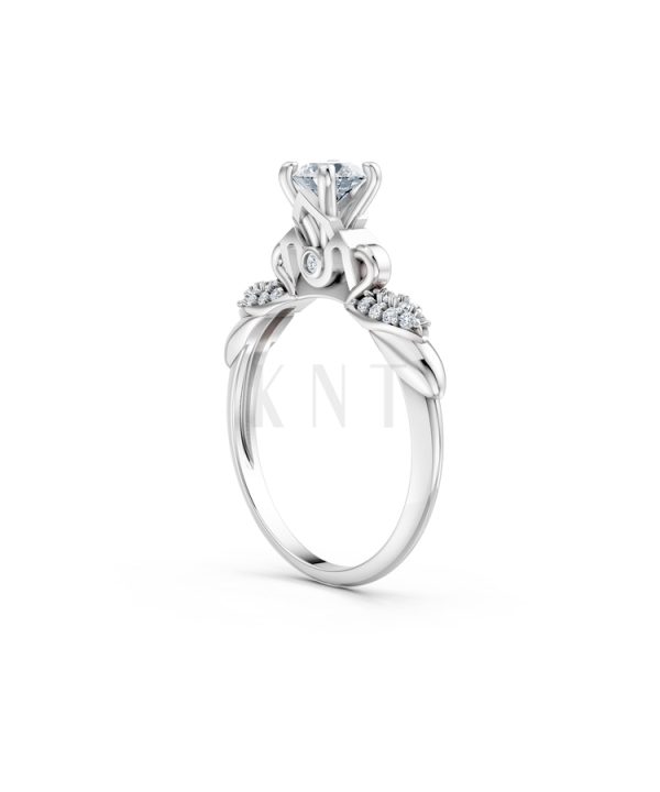 Nhẫn đính hôn R474 màu vàng trắng White Gold kiểu dáng cá tính, hiện đại