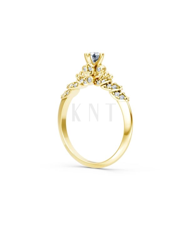 Nhẫn đính hôn R475 màu Vàng Gold thiết kế phá cách, sang trọng