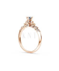 Nhẫn đính hôn R475 màu vàng hồng Rose Gold vàng đẹp, họa tiết hình học, độc đáo