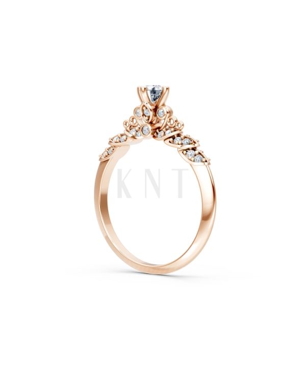 Nhẫn đính hôn R475 màu vàng hồng Rose Gold vàng đẹp, họa tiết hình học, độc đáo