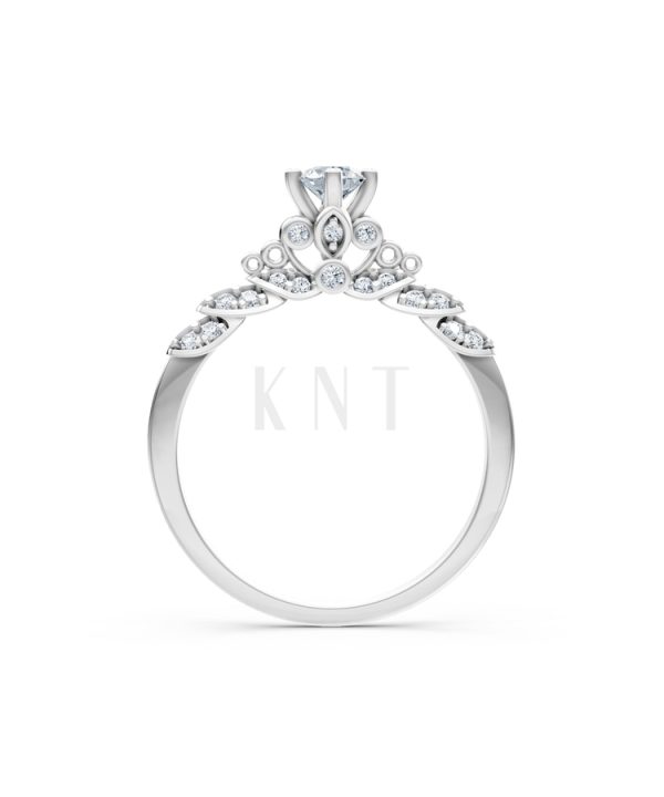 Nhẫn đính hôn R475 màu vàng trắng White Gold kiểu dáng cá tính, hiện đại