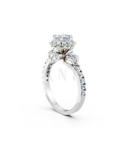 Nhẫn đính hôn R476 bản nhẫn thanh mảnh đính đá tấm tinh tế