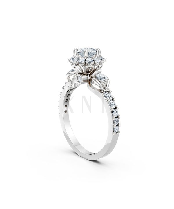 Nhẫn đính hôn R476 bản nhẫn thanh mảnh đính đá tấm tinh tế