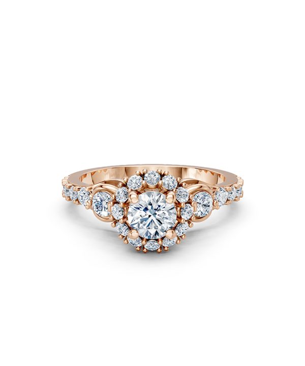 Nhẫn đính hôn R476 màu vàng hồng cá tính