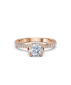 NHẪN ĐÍNH HÔN R479 màu vàng hồng Rose Gold vàng đẹp, họa tiết hình học, độc đáo