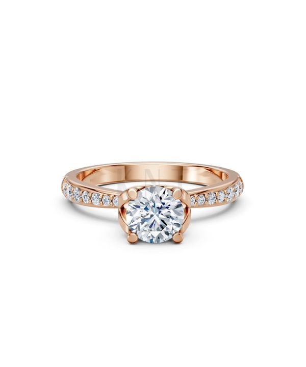 NHẪN ĐÍNH HÔN R479 màu vàng hồng Rose Gold vàng đẹp, họa tiết hình học, độc đáo