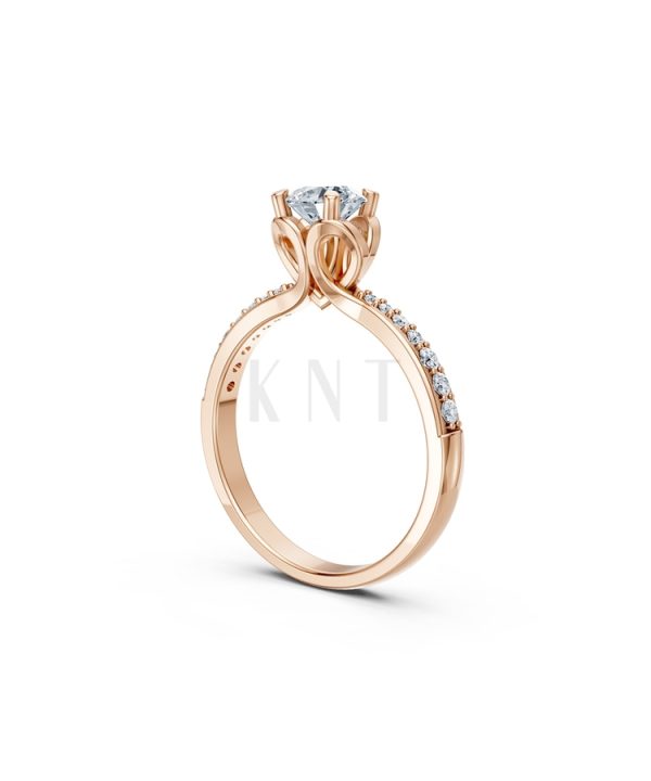 NHẪN ĐÍNH HÔN R479 màu vàng hồng Rose Gold phong cách trẻ trung, nổi bật