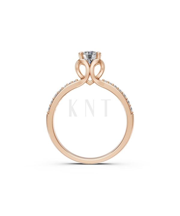 NHẪN ĐÍNH HÔN R479 màu vàng hồng Rose Gold thiết kế đối xứng, phong cách, ấn tượng