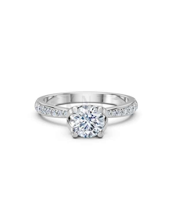 NHẪN ĐÍNH HÔN R479 màu vàng trắng White Gold vàng sáng bóng, thiết kế trẻ trung