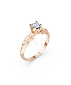 Nhẫn đính hôn R480 màu vàng hồng Rose Gold họa tiết ấn tượng, cá tính