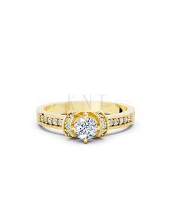 NHẪN ĐÍNH HÔN- R54 màu Vàng Gold thiết kế tinh xảo, độc đáo