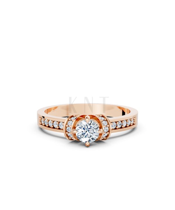 NHẪN ĐÍNH HÔN- R54 màu vàng hồng Rose Gold thiết kế đối xứng, phong cách, ấn tượng