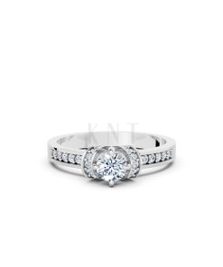 NHẪN ĐÍNH HÔN- R54 màu vàng trắng White Gold vàng sáng bóng, thiết kế trẻ trung