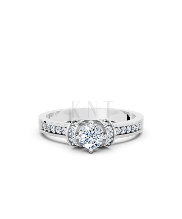 NHẪN ĐÍNH HÔN- R54 màu vàng trắng White Gold vàng sáng bóng, thiết kế trẻ trung