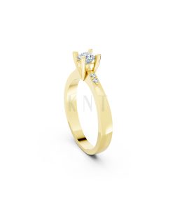 Nhẫn đính hôn R60 thiết kế ổ hột nổi bật, đá tấm thanh lịch màu Vàng Gold vàng 10K/14K/18K/607 đính đá nhỏ, thanh lịch