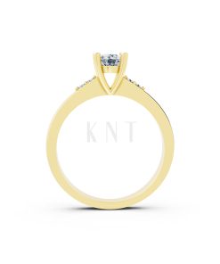 Nhẫn đính hôn R60 thiết kế ổ hột nổi bật, đá tấm thanh lịch màu Vàng Gold mặt nhẫn chạm khắc tinh xảo, độc đáo