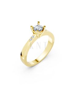 Nhẫn đính hôn R60 thiết kế ổ hột nổi bật, đá tấm thanh lịch màu Vàng Gold thiết kế tinh tế, sang trọng