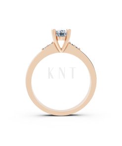 Nhẫn đính hôn R60 thiết kế ổ hột nổi bật, đá tấm thanh lịch màu vàng hồng Rose Gold vàng đẹp, họa tiết hình học, độc đáo