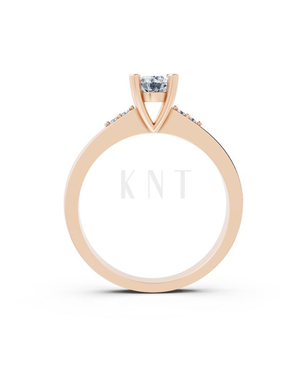 Nhẫn đính hôn R60 thiết kế ổ hột nổi bật, đá tấm thanh lịch màu vàng hồng Rose Gold vàng đẹp, họa tiết hình học, độc đáo