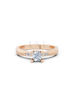 Nhẫn đính hôn R60 thiết kế ổ hột nổi bật, đá tấm thanh lịch màu vàng hồng Rose Gold thiết kế đối xứng, phong cách, ấn tượng