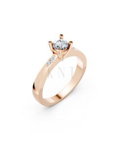 Nhẫn đính hôn R60 thiết kế ổ hột nổi bật, đá tấm thanh lịch màu vàng hồng Rose Gold họa tiết ấn tượng, cá tính