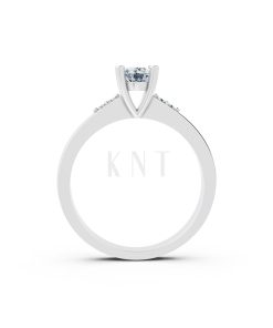 Nhẫn đính hôn R60 thiết kế ổ hột nổi bật, đá tấm thanh lịch màu vàng trắng White Gold vàng sáng, đường nét sắc sảo, tinh tế