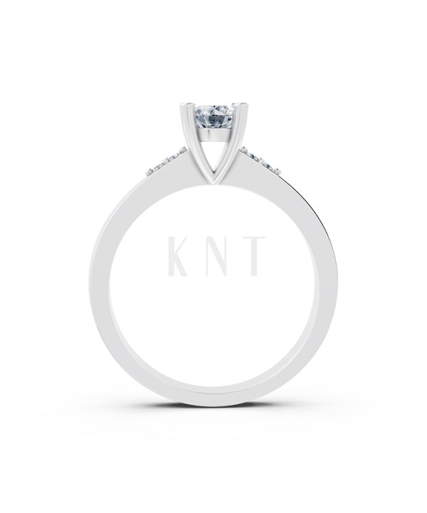 Nhẫn đính hôn R60 thiết kế ổ hột nổi bật, đá tấm thanh lịch màu vàng trắng White Gold vàng sáng, đường nét sắc sảo, tinh tế