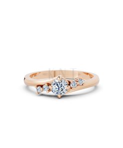 Nhẫn đính hôn R83 màu vàng hồng Rose Gold thiết kế đối xứng, phong cách, ấn tượng