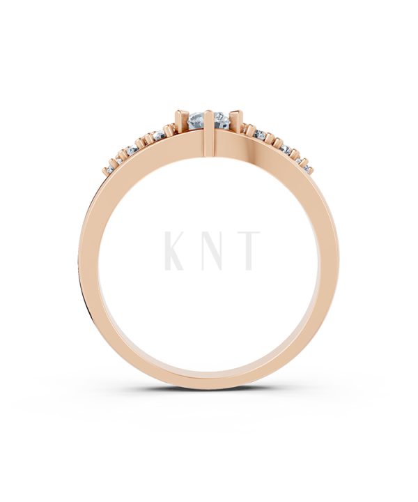 Nhẫn đính hôn R84 màu vàng hồng Rose Gold vàng đẹp, họa tiết hình học, độc đáo