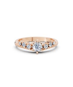 Nhẫn đính hôn R84 màu vàng hồng Rose Gold thiết kế đối xứng, phong cách, ấn tượng