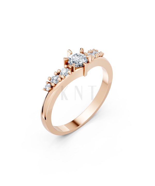Nhẫn đính hôn R84 màu vàng hồng Rose Gold họa tiết ấn tượng, cá tính