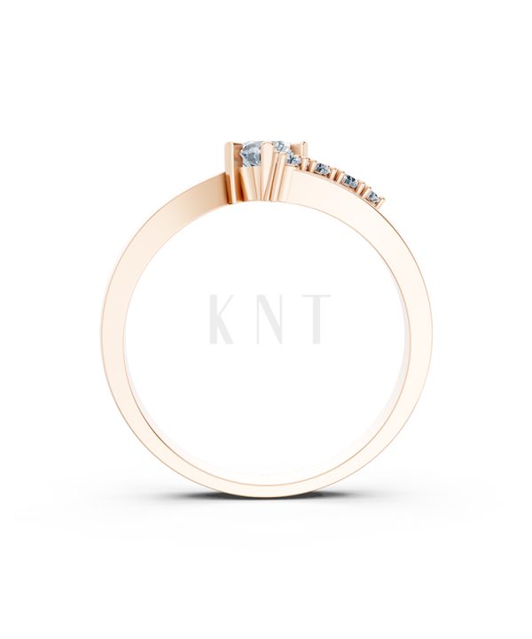 Nhẫn đính hôn R87 màu vàng hồng Rose Gold vàng đẹp, họa tiết hình học, độc đáo