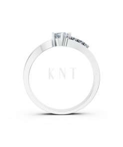 Nhẫn đính hôn R87 màu vàng trắng White Gold kiểu dáng cá tính, hiện đại