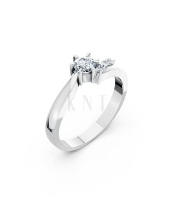 Nhẫn đính hôn R87 màu vàng trắng White Gold kiểu dáng hiện đại, nổi bật