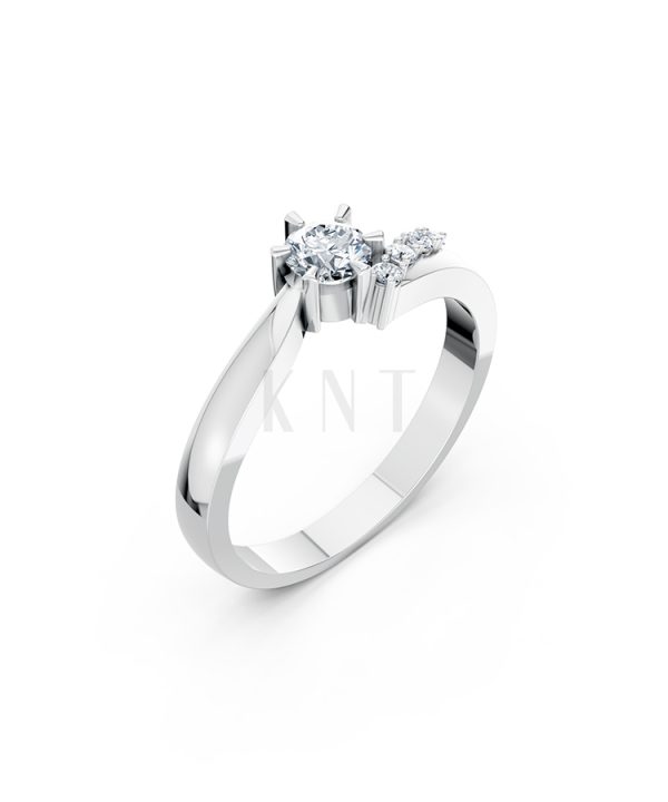 Nhẫn đính hôn R87 màu vàng trắng White Gold kiểu dáng hiện đại, nổi bật