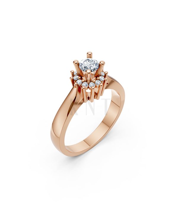 Nhẫn đính hôn R92 màu vàng hồng Rose Gold họa tiết ấn tượng, cá tính