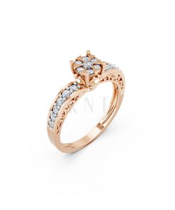 NHẪN ĐÍNH HÔN ĐÁ US - R96 - ĐỘC ĐÁO, NỮ TÍNH màu vàng hồng Rose Gold họa tiết ấn tượng, cá tính
