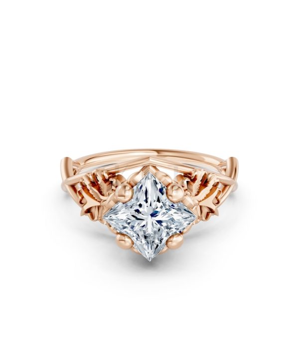 Nhẫn đính hôn SPRING – R323 màu vàng hồng Rose Gold thiết kế đối xứng, phong cách, ấn tượng