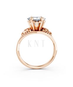 Nhẫn đính hôn SPRING – R323 màu vàng hồng Rose Gold vàng đẹp, họa tiết hình học, độc đáo